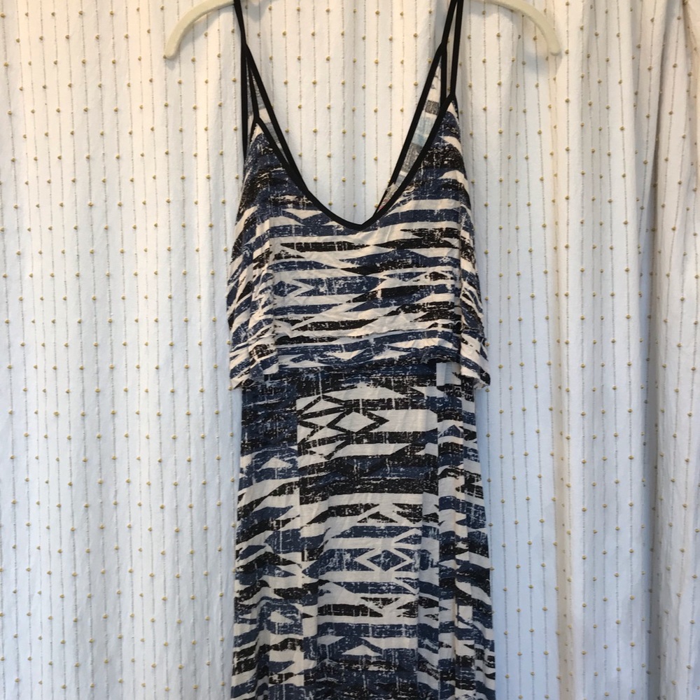 Blue patterned maxi dress